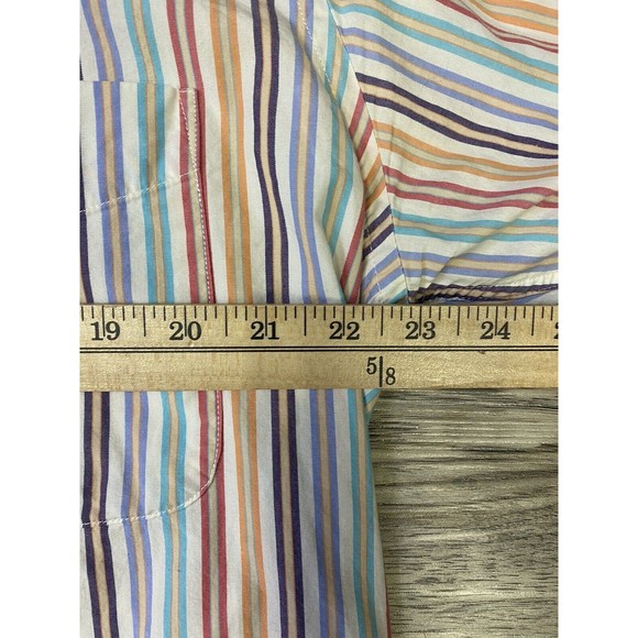 Alan Flusser Button Down Men's Size‎ Large Striped Dress Shirt Rainbow - Picture 4 of 8